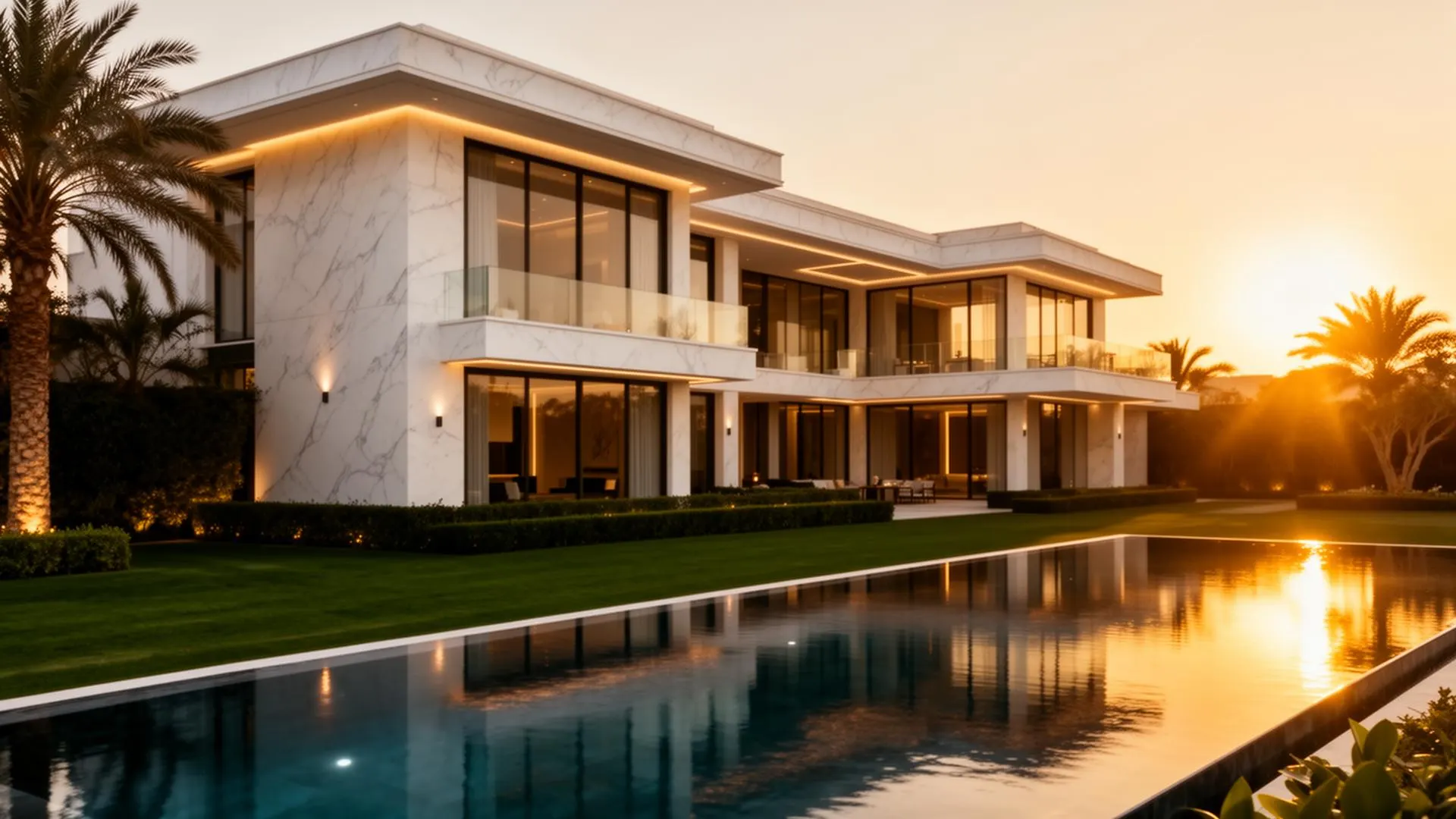 Luxury villa at sunset